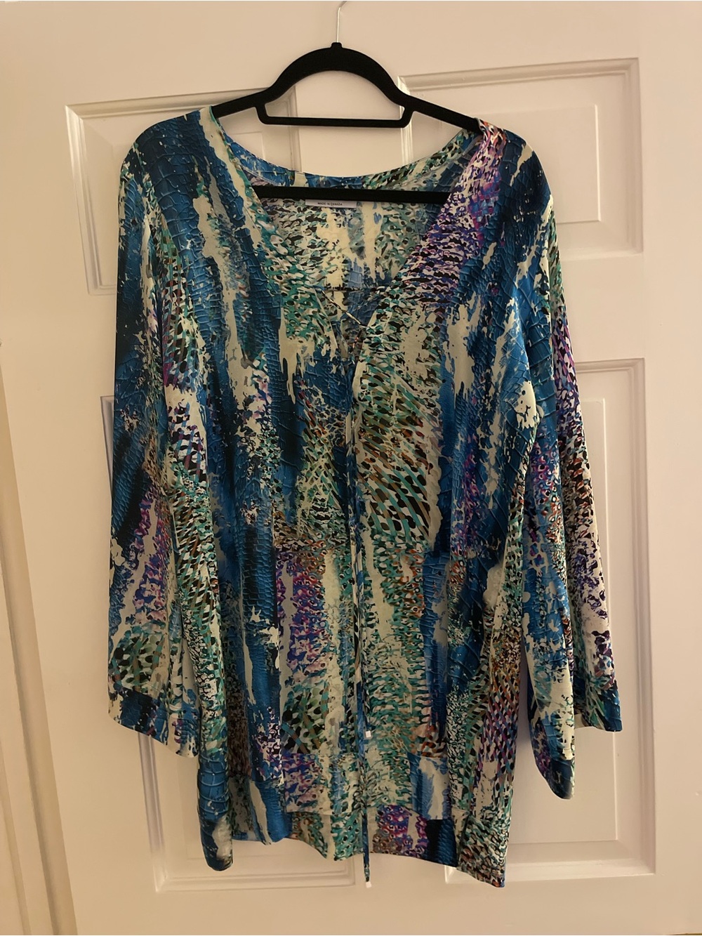 SHAN Blue Multi-Pattern V-Neck Tunic